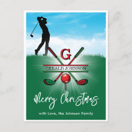 Golf Monogram Frohe Weihnachtsgestaltung Postkarte