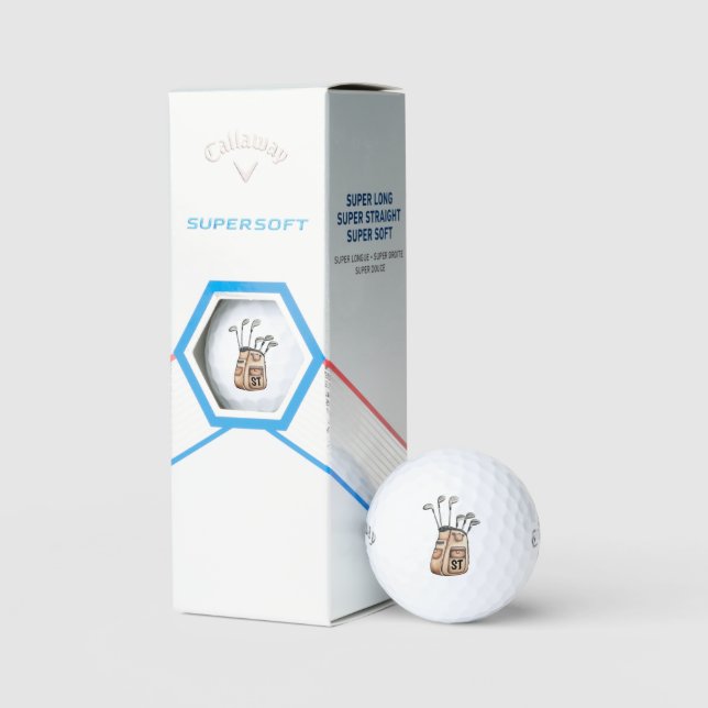 Golf monogram Logo für die erste Aquarelltasche Go Golfball (Verpackung)