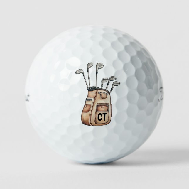 Golf Monogram Maßgeschneiderte Golf-Tasche Golfball (Vorderseite)
