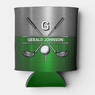 Golf Monogram Metallic Green und Silver Dosenkühler