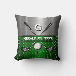 Golf Monogram Metallic Green und Silver Kissen