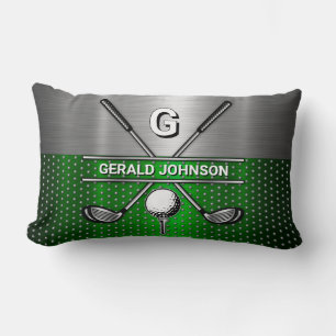 Golf Monogram Metallic Green und Silver Lendenkissen