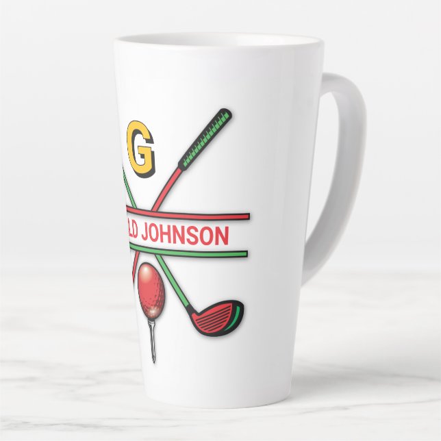 Golf Monogram Metallic Green und Silver Milchtasse (Rechte Ecke)