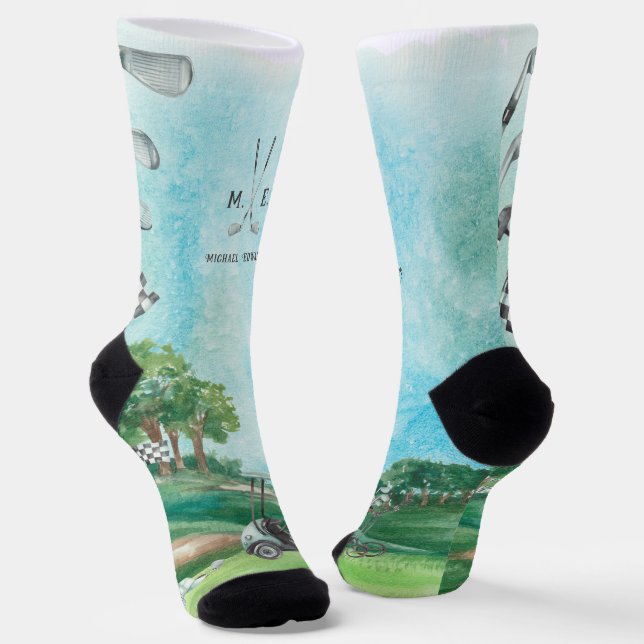 Golf | Monogram Socks zum Wasserfarben-Golfen Socken (Gewinkelt)