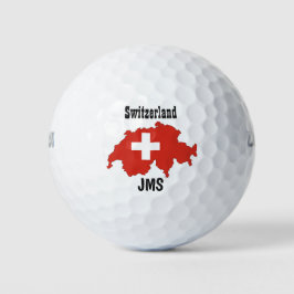 Golf Monogram Switzerland Flag Karte Golfball