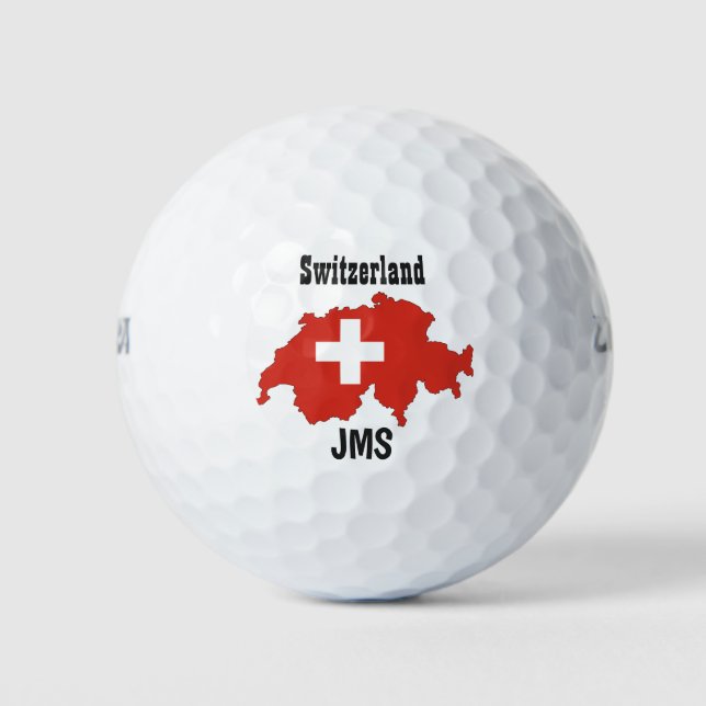 Golf Monogram Switzerland Flag Karte Golfball (Vorderseite)