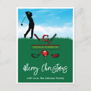 Golf-Monogramm Frohe Weihnachten-Feiertagsdesign Postkarte