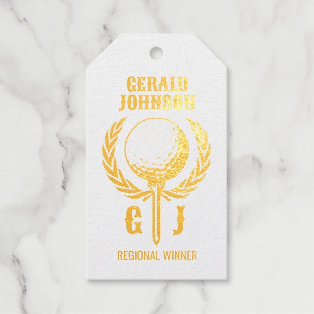 Golf Monogramm mit Kleider-Design Geschenkanhänger (Vorderseite)