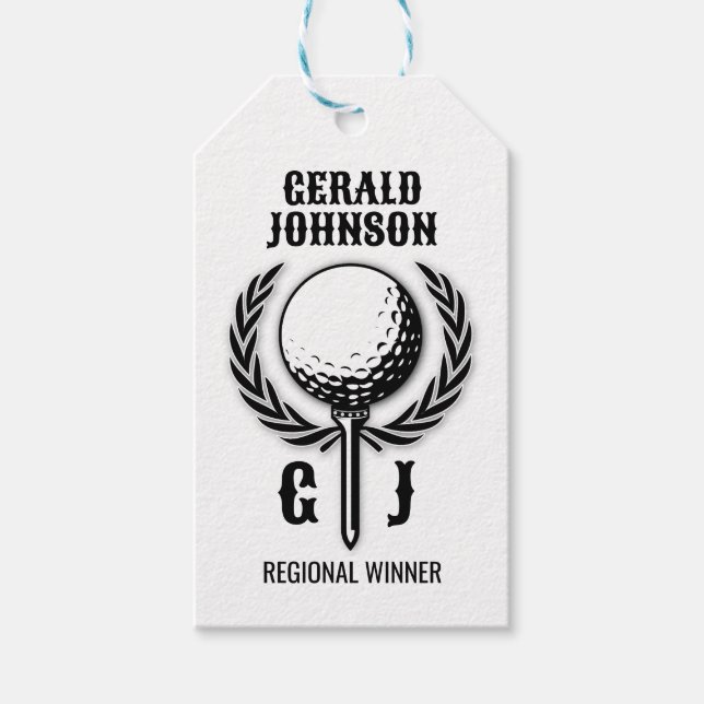 Golf-Monogramm mit Kranz-Design Geschenkanhänger (Vorderseite)