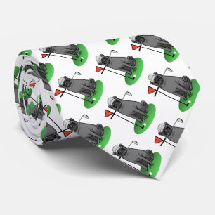 Golf Mops Golf spielen (schwarz) Niedlicher Hund F Krawatte