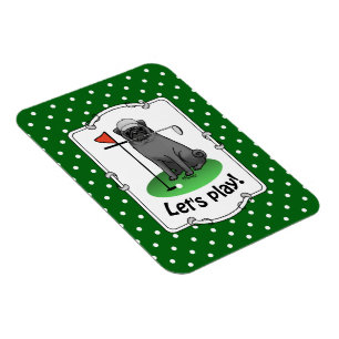 Golf Mops Golf spielen (schwarz) Niedlicher Hund F Magnet