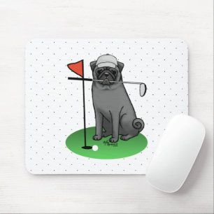 Golf Mops Golf spielen (schwarz) Niedlicher Hund F Mousepad