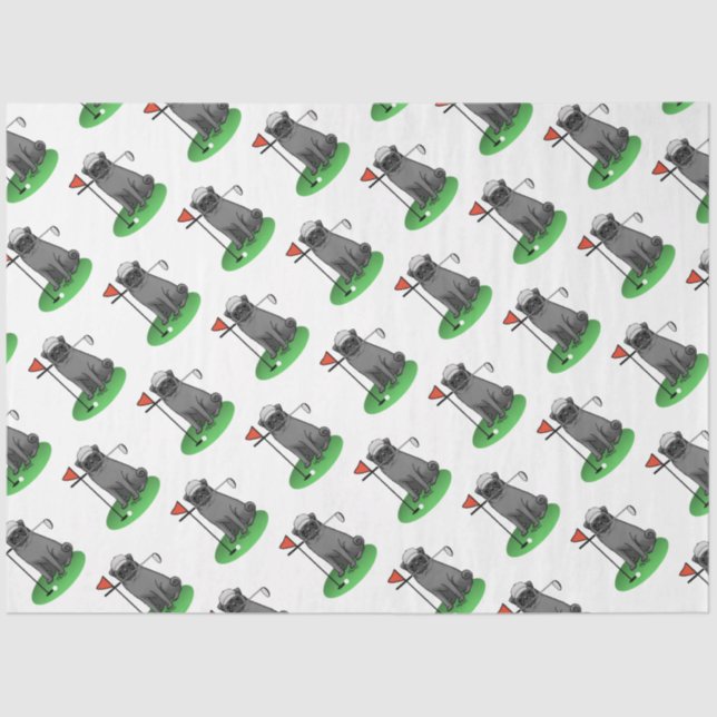 Golf Mops Golf spielen (schwarz) Niedlicher Hund F Seidenpapier (Vorderseite)