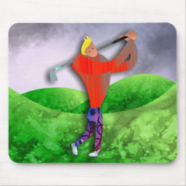 Golf Mousepad mit Golfer Swinging