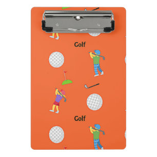 Golf-Muster in Orange Mini Klemmbrett