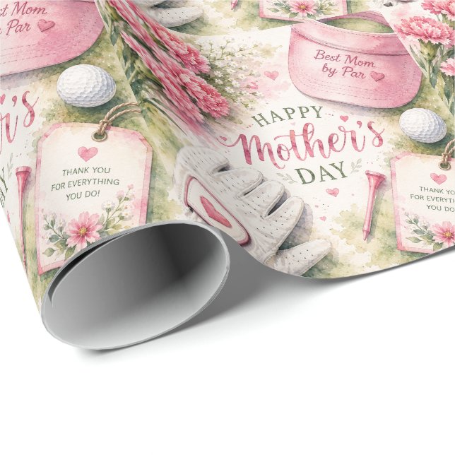 Golf Muttertag mit Golfball und Blumen  Geschenkpapier (Rolleneckpunkt)