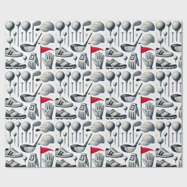 Golf nach dem Motto mit Ball Flag Schuhe Tee Club  Geschenkpapier (Flach)