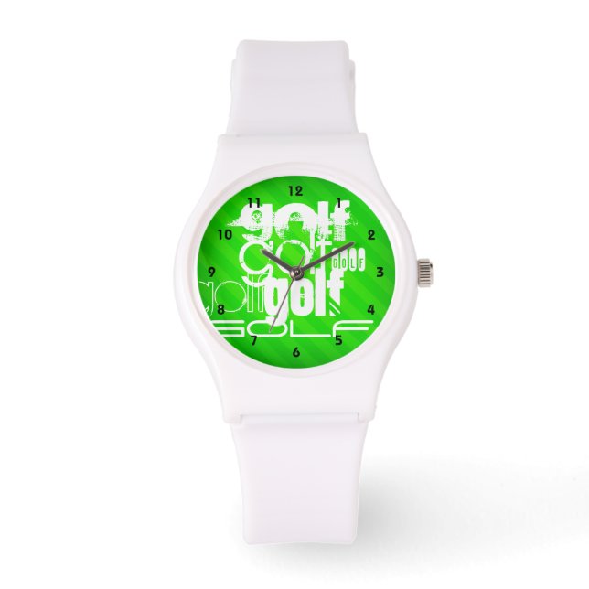 Golf; Neon Green Stripes. Armbanduhr (Vorderseite)