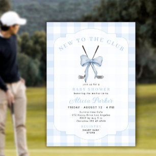 Golf-Neuling im Club blau kariert Baby-Junge-Showe Einladung