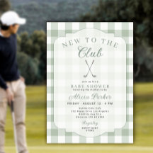 Golf-Neuling im Club grüner Gingham-Baby-Party