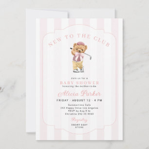 Golf-Neuling im Club rosa Mädchen-Baby-Party Einladung