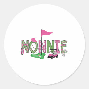 Golf Nonnie Pink Hole in einem Golf 1. Geburtstag Runder Aufkleber
