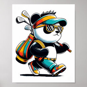 Golf Novelty Panda Golfplätze Männer Frauen Kinder Poster