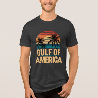 Golf of America Retro Sunset Palm Trees Vintag Tri-Blend Shirt