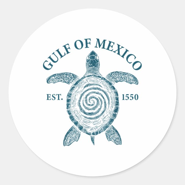Golf of Mexico Turtle Runder Aufkleber (Vorderseite)