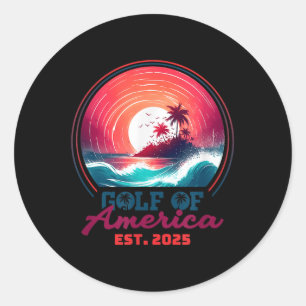 Golf of us America Est 2025 Retro Vintag Beach _1 Runder Aufkleber