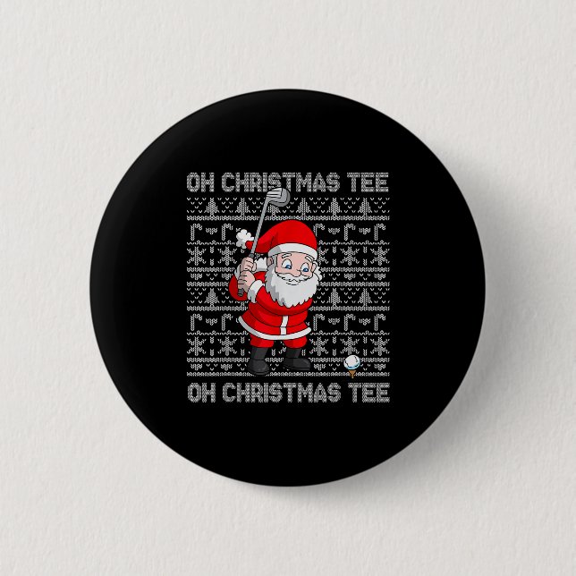 Golf Oh Christmas Tee Santa Claus Golfer Golfing S Button (Vorderseite)