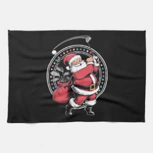 Golf Oh Weihnachten Santa Claus Vintage Golfer Gol Geschirrtuch
