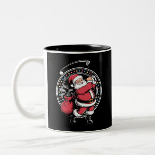 Golf Oh Weihnachten Santa Claus Vintage Golfer Gol Zweifarbige Tasse