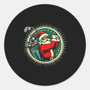 Golf Oh Weihnachts-T-Shirt Santa Claus Vintage-Gol Runder Aufkleber