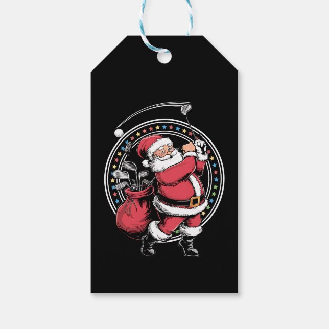 Golf Oh Weihnachtsmann Vintag Golfer Golfi Geschenkanhänger (Rückseite)