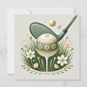Golf-Osterferienkarte mit Golfball und Blume Feiertagskarte