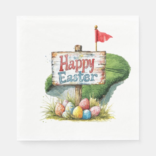 Golf Ostern für Golfer Wasserfarbe Frühling Serviette (Vorderseite)
