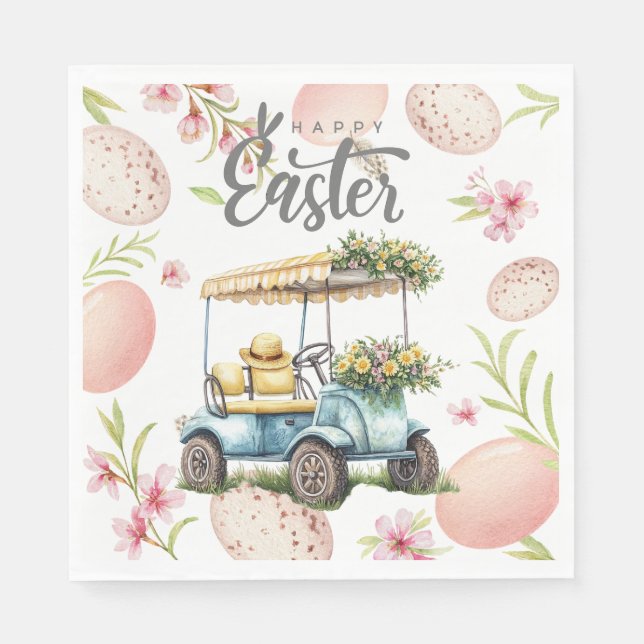 Golf Ostern für Golfer Wasserfarbe Frühling Serviette (Vorderseite)