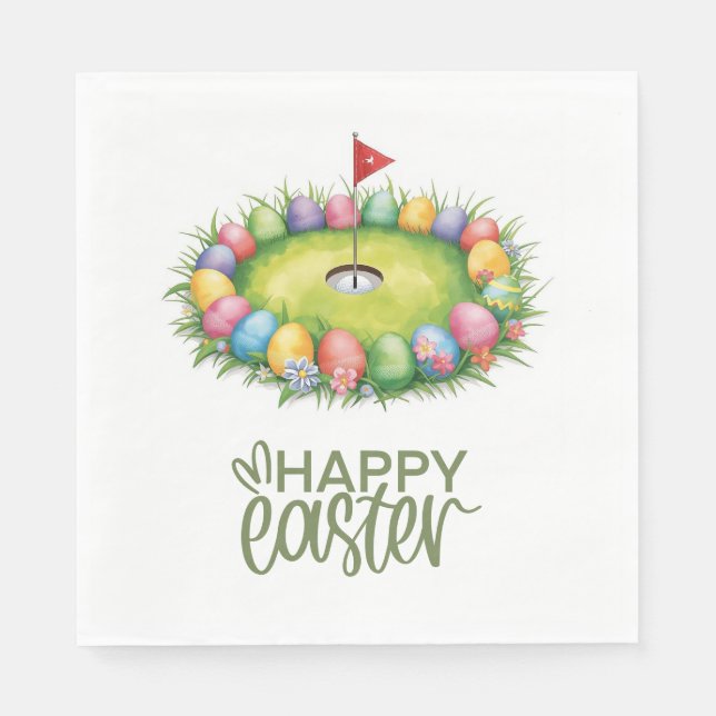 Golf-Ostern mit Ei auf dem Putting-Grün Serviette (Vorderseite)