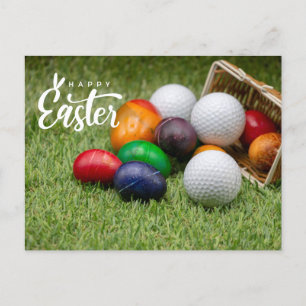 Golf Ostern mit farbenfrohen Eiern Golfball  Feiertagspostkarte