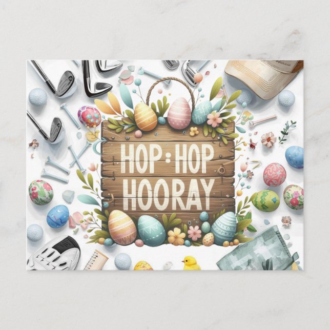 Golf Ostern mit Golf-Ausrüstung Design für Golfer Postkarte (Vorderseite)