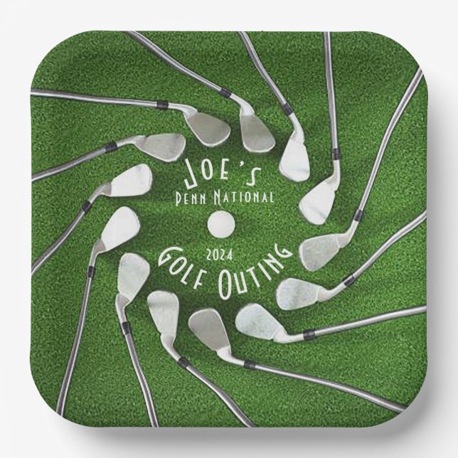 Golf Outing Square Papierplatte Pappteller (Vorderseite)