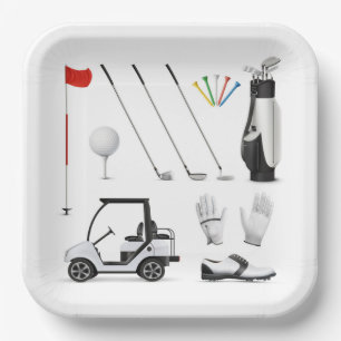 Golf-Papierteller, Golfplatz-Themen-Tischwäsche Pappteller