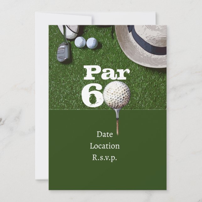 Golf Par 60. 60 Jahre Golfer Geburtstag Einladung (Vorderseite)