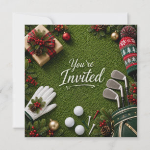 Golf Par Abschlag Golfer Weihnachtsfeier Einladung
