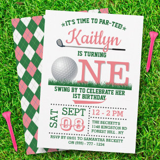 Golf PAR-T-SHIRT 1. Geburtstag Einladung