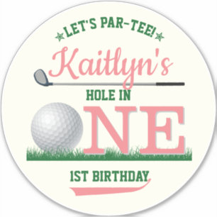 Golf PAR-T-SHIRT 1. Geburtstag Groß 8 Zoll Aufkleber