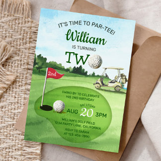 Golf PAR-T-SHIRT 2. Geburtstag Einladung