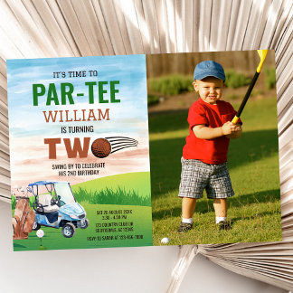 Golf PAR-T-SHIRT 2. Geburtstag Foto Einladung