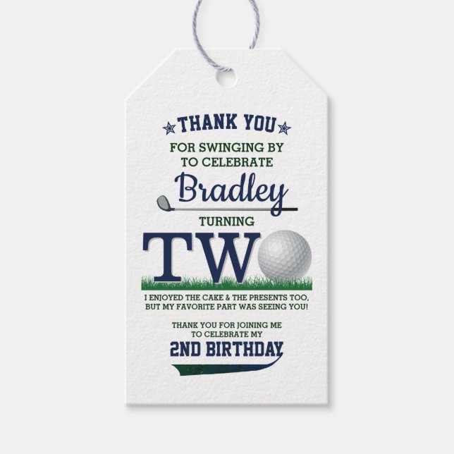 Golf PAR-T-SHIRT 2. Geburtstag Geschenkanhänger (Vorderseite)